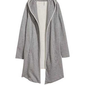 NWOT H&M Women’s Grey Large Open Front Hooded Sweatshirt Cardigan